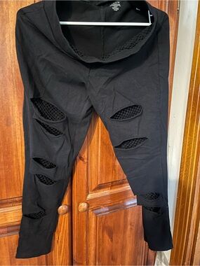 torrid Black Leggings with Subtle Mesh Detail